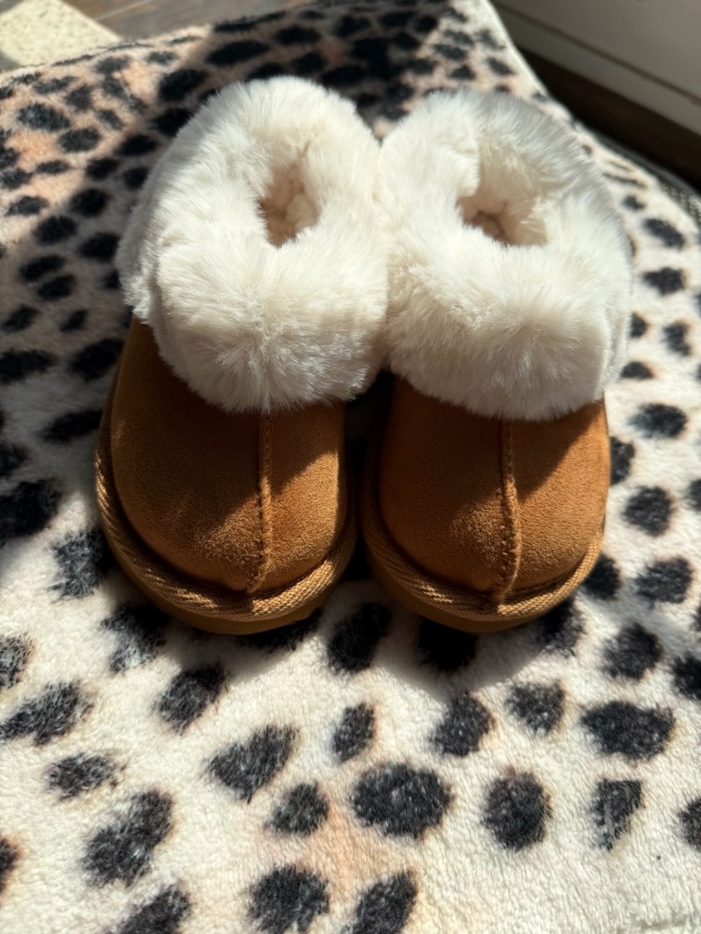 Cozy Chestnut Faux-Suede Baby Slippers